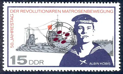 1309 Mouvement des marins Köbis 15 Pf O