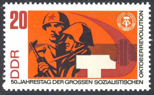 1315A Oktoberrevolution Soldaten 20 Pf, gezähnt, ** postfrisch