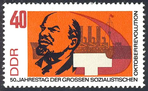 1316A Oktoberrevolution Lenin 40 Pf, gezähnt, ** postfrisch