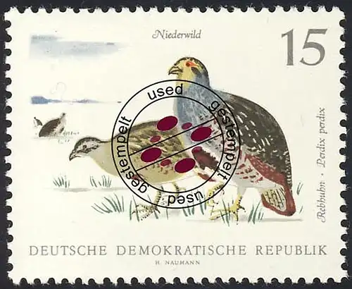1358 Niederwild Rebhühner 15 Pf O gestempelt