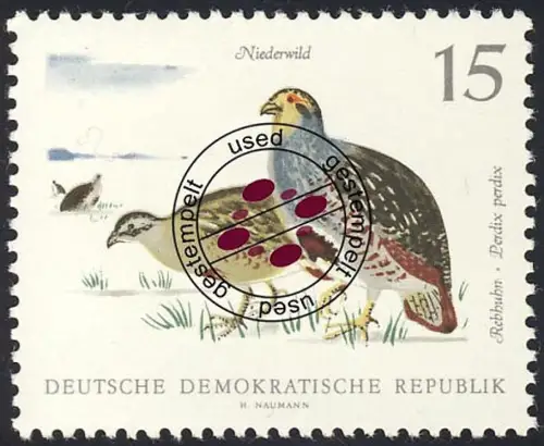 1358 Niederwild Rebhühner 15 Pf, gestempelt O