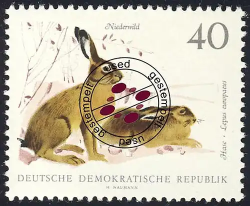 1362 Lièvres sauvages 40 Pf O Tamponné