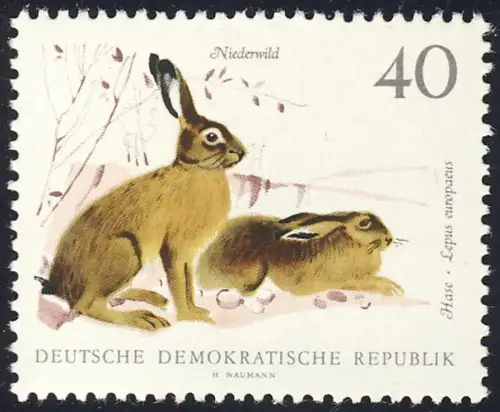 1362 Niederwild Feldhasen 40 Pf, postfrisch **