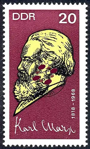 1366A Karl Marx 20 Pf, gezähnt, O