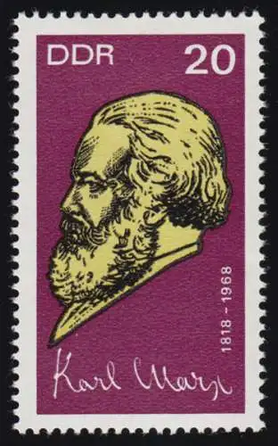 1366A Karl Marx 20 Pf, gezähnt, ** postfrisch