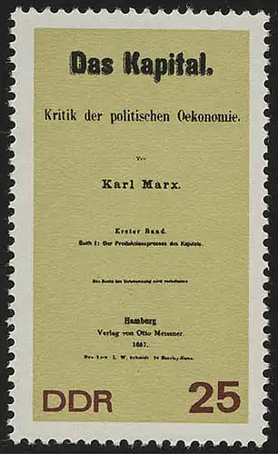 1367A Karl Marx 25 Pf, gezähnt, ** 
