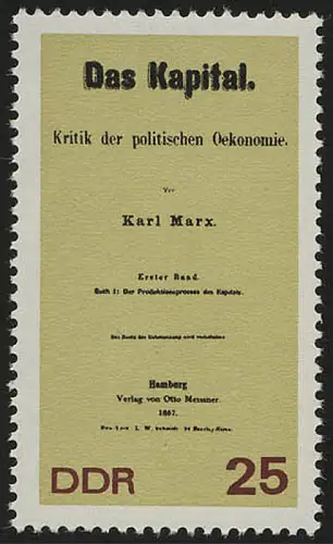 1367A Karl Marx 25 Pf, gezähnt, ** 