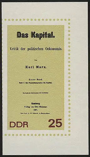 1367B Karl Marx 25 Pf, UNGEZÄHNT, ** postfrisch