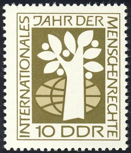 1369 Année des droits de l'homme Arbre+Balle Terre 10 Pf **