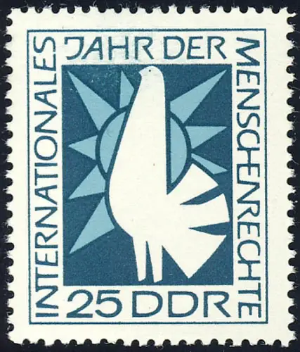 1370 Année des droits de l'homme Pigeon+Sonne 25 Pf **