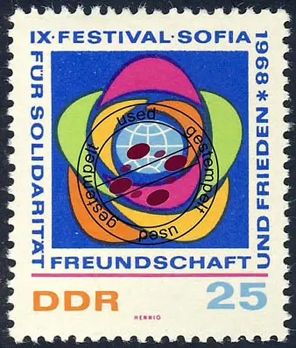 1378 Weltfestspiele 25 Pf O gestempelt