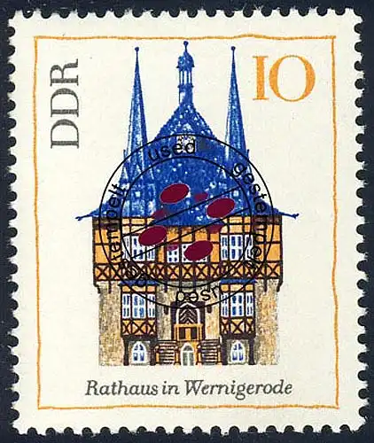 1379 Bâtiments Hôtel de ville Wernigerode 10 Pf O Tamponné