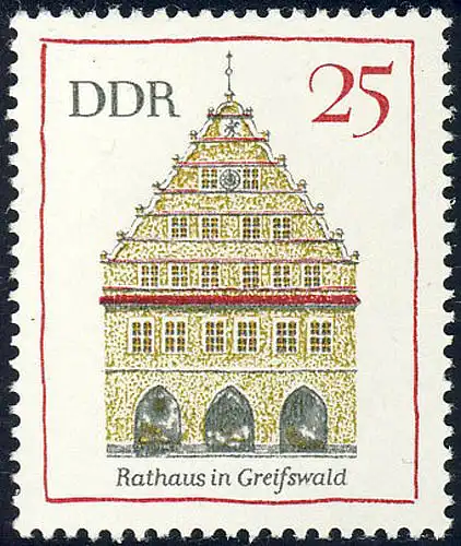 1381 Bâtiments Hôtel de ville Greifswald 25 Pf **