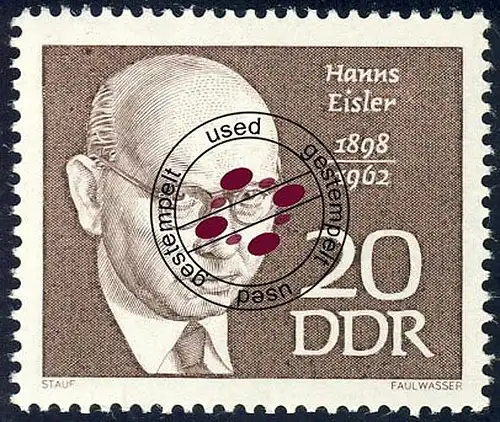 1388 Personnalités Eisler 20 Pf O Tamponné