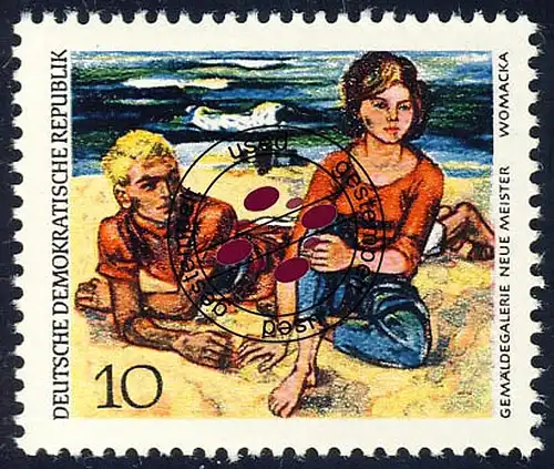 1393 Collection d'art Dresde Jeune couple 10 Pf O Tamponné