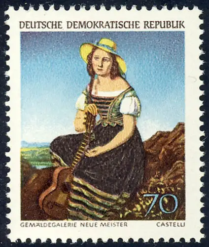 1398 Kunstsammlung Dresden Mädchen mit Gitarre 70 Pf ** postfrisch