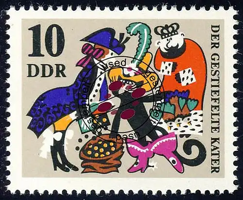 1427 Fêtes Le chat boosté 10 Pf O Tamponné