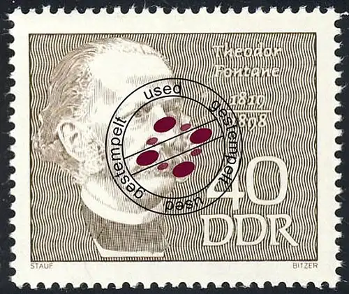 1443 Personnalités Fontane 40 Pf O Tamponné