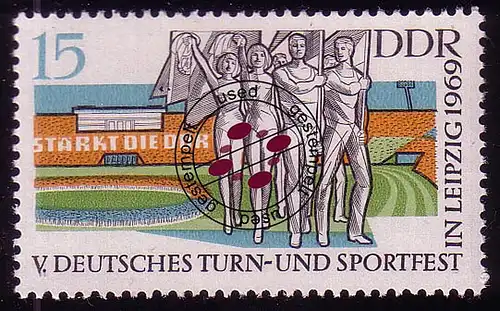 1485 Festival de sport/de gymnastique Leipzig Sportsau 15 Pf O Tamponné