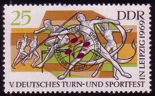 1487 Turn-/Sportfest Leipzig Leichtathleten 25 Pf O gestempelt