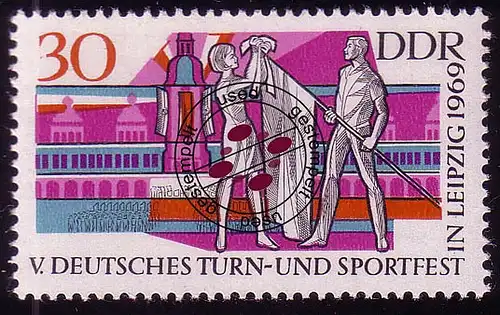 1488 Festival de sport/tourisme Leipzig Fahnenweihe 30 Pf O Tamponné