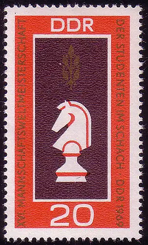 1491 Schach-WM Springer 20 Pf ** postfrisch