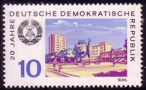 1502 20 ans DDR Thuringe-Tourist in Suhl 10 Pf **