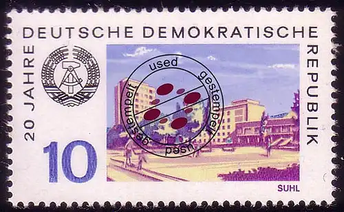 1502 20 ans DDR Thuringe-Tourist 10 Pf O Tamponné