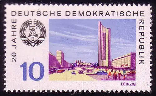 1504 20 Jahre DDR Unihochhaus Leipzig 10 Pf ** postfrisch