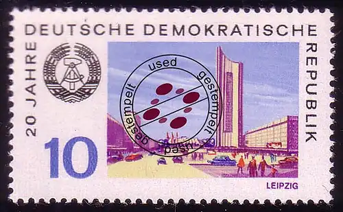 1504 20 Jahre DDR Unihochhaus Leipzig 10 Pf O gestempelt