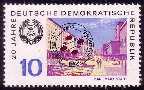 1505 20 ans DDR Chemnitz 10 Pf O Tamponné