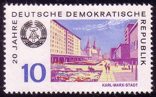 1505 20 Jahre DDR Chemnitz 10 Pf ** postfrisch