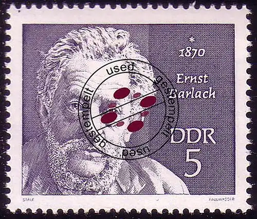 1534 Persönlichkeiten Barlach 5 Pf O gestempelt