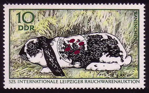 1541 Rauchwarenauktion Hauskaninchen 10 Pf O gestempelt