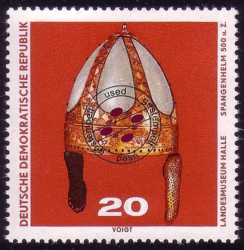 1554 Archäologische Funde Spangenhelm 20 Pf O gestempelt