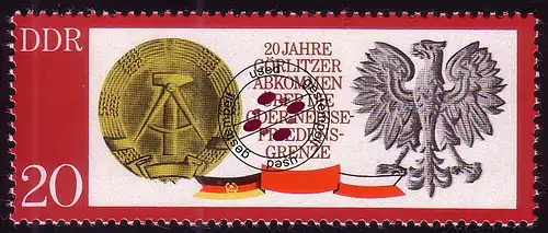 1591 Frontière ou neige 20 Pf O Tamponné