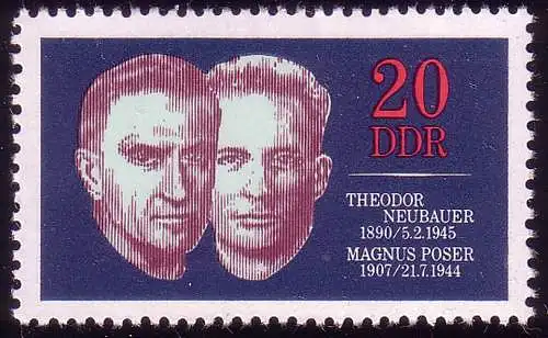 1603 Widerstandskämpfer Neubauer/Poser 20 Pf, postfrisch **