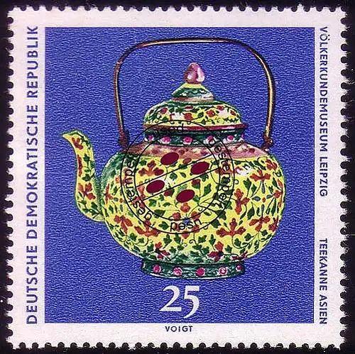 1634 Völkerkundemuseum Teekanne 25 Pf O gestempelt