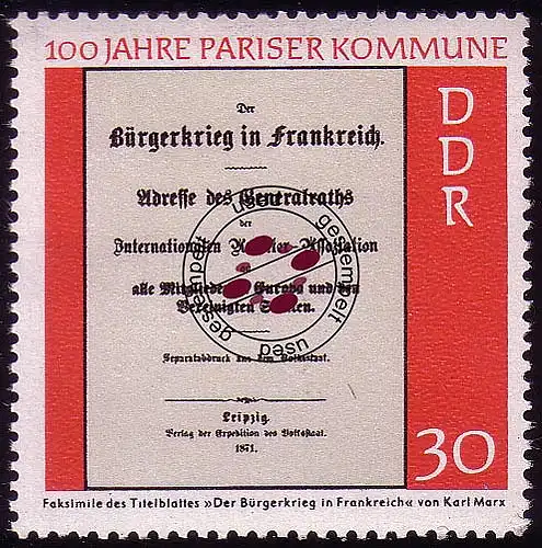 1658 Pariser Kommune 30 Pf O gestempelt