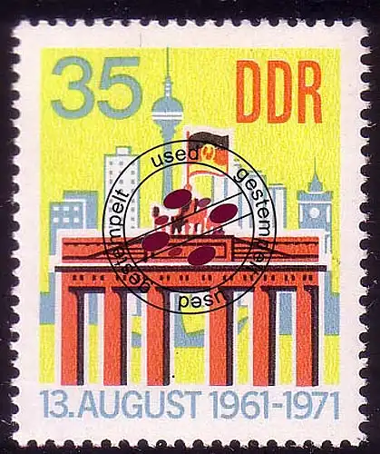 1692 10 Jahre Berliner Mauer Brandenburger Tor 35 Pf, O