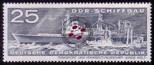 1696 Schiffbau Transport- und Verarbeitungsschiff Junge Welt 25 Pf O