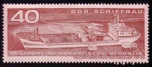 1697 Schiffbau Teilcontainer-Frachtmotorschiff, 40 Pf postfrisch **