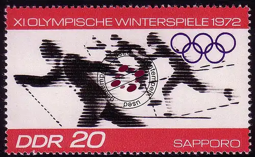 1728 Olympiade Sapporo ski de fond 20 Pf O tamponné