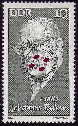 1731 Persönlichkeiten Johannes Tralow 10 Pf O gestempelt