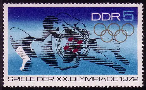 1753 Olympiade München Ringen 5 Pf O gestempelt