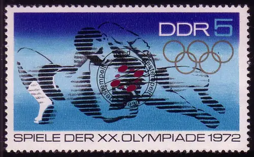 1753 Olympiade München Ringen 5 Pf O gestempelt