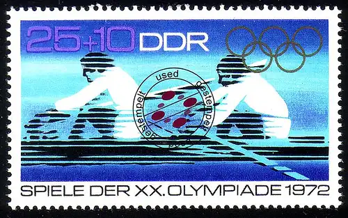 1756 Olympiade München Rudern 25+10 Pf O gestempelt