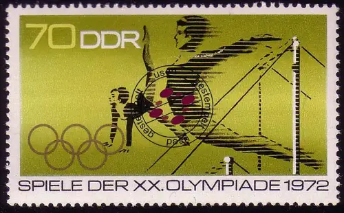 1758 Olympiade München Turnen 70 Pf, gestempelt O