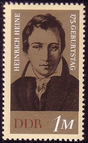 1814 Heinrich Heine 1 M aus Block 37 **