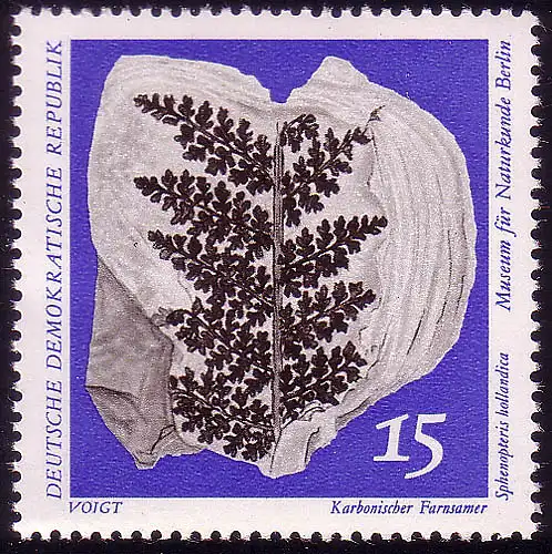 1823 Naturkunde Farnsamer 15 Pf ** postfrisch